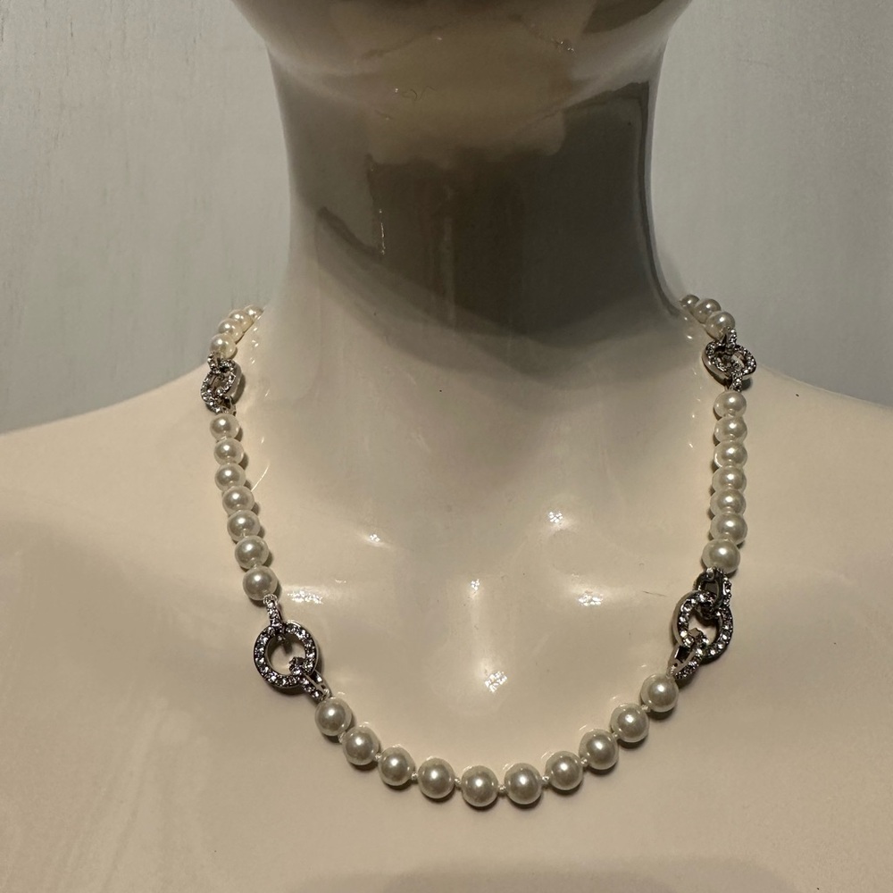 NWT Lauren by Ralph Lauren Faux Pearl and Rhinestone Necklace